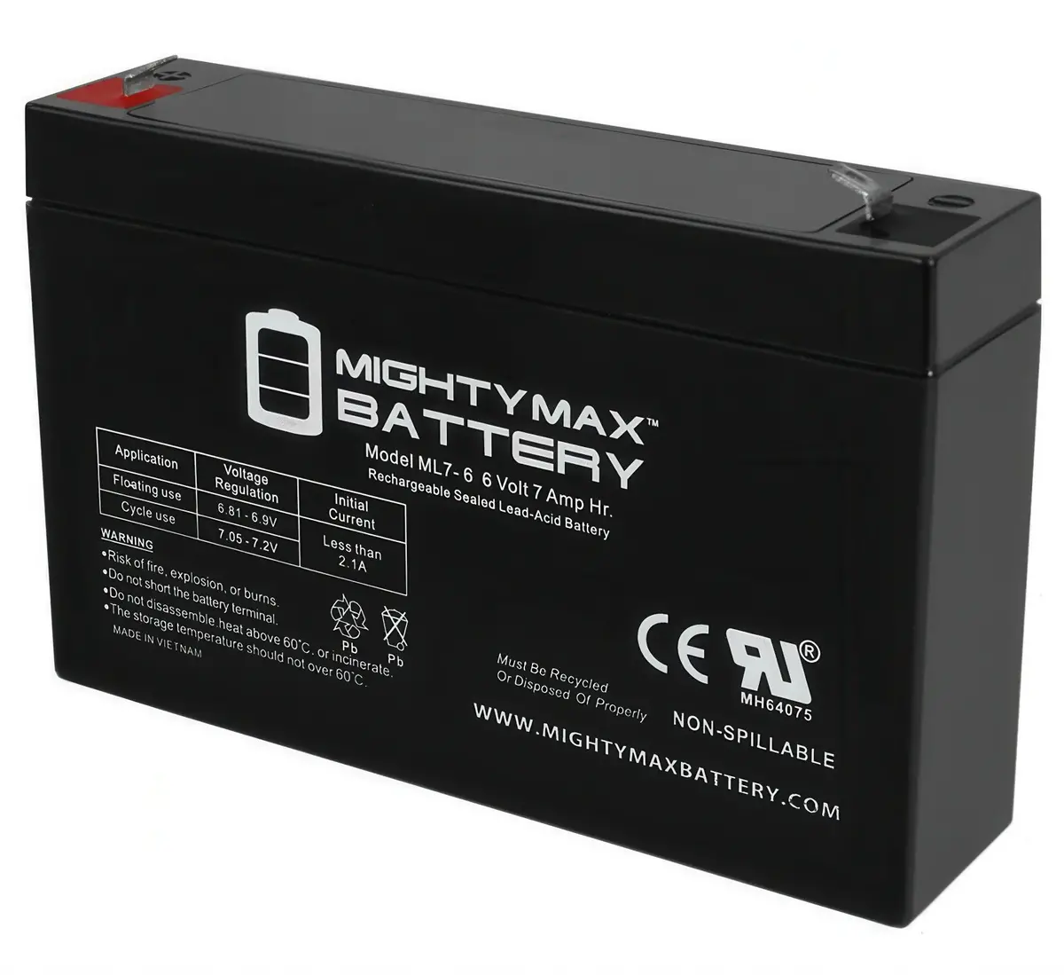 Mighty Max 6V 7Ah Premium Sealed Lead Acid Battery 1