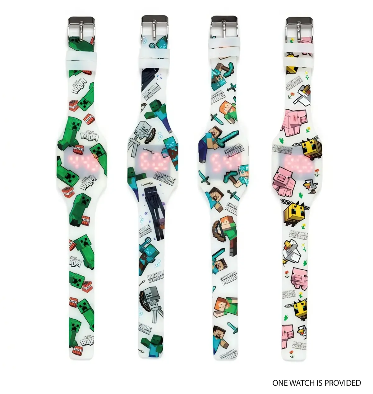 Minecraft Glow In The Dark Silicone Digital Watch - Assorted 1