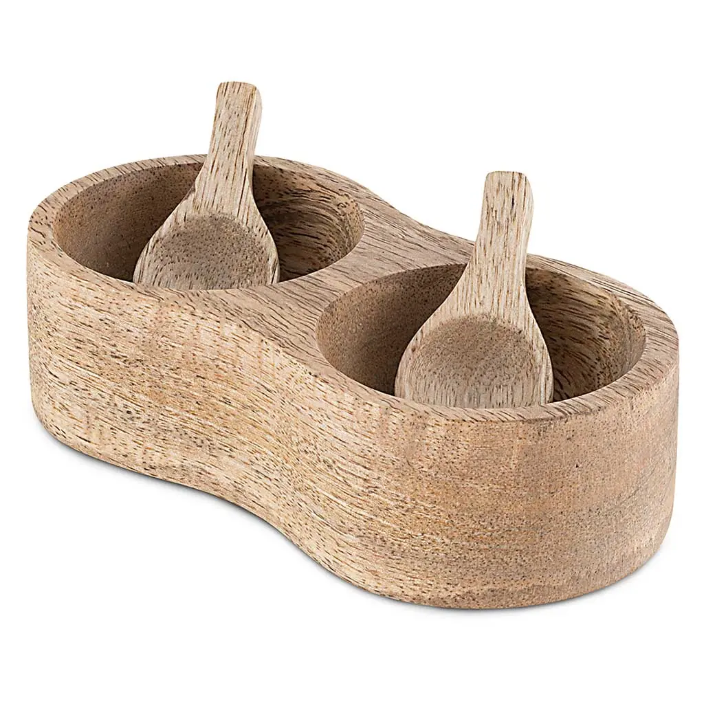 Milaku Mango Wood Salt & Pepper Server 1