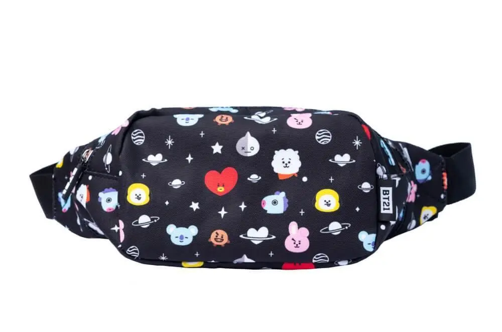 Official Licensed Bt21 Adjustable Bumbag - Black Waist Bag 1