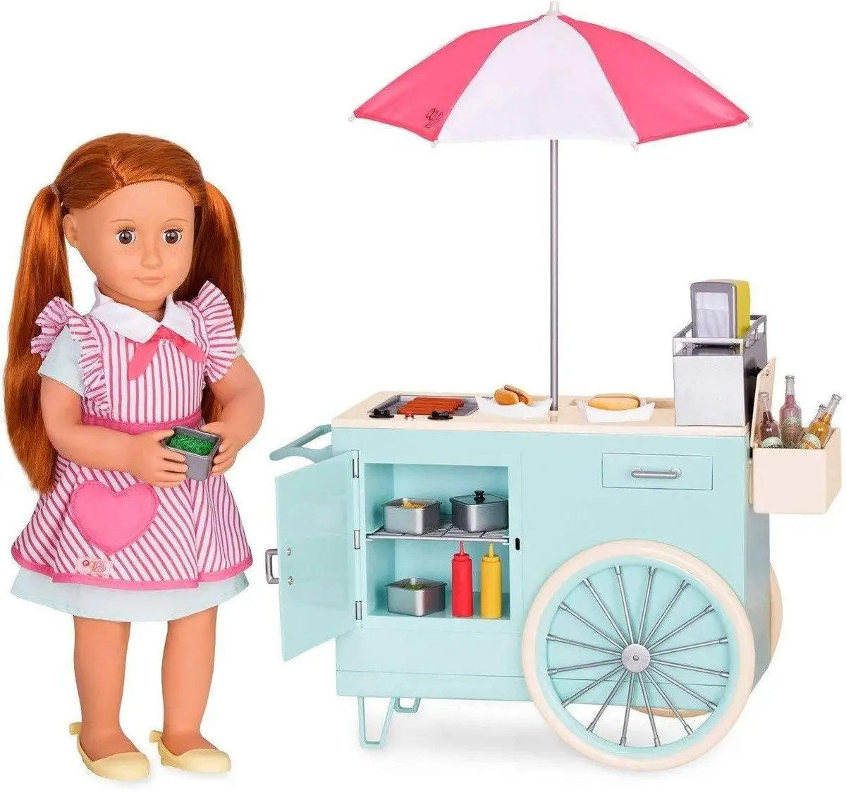 Our Generation Retro Hot Dog Cart And Accessories Dolls Accessories 1
