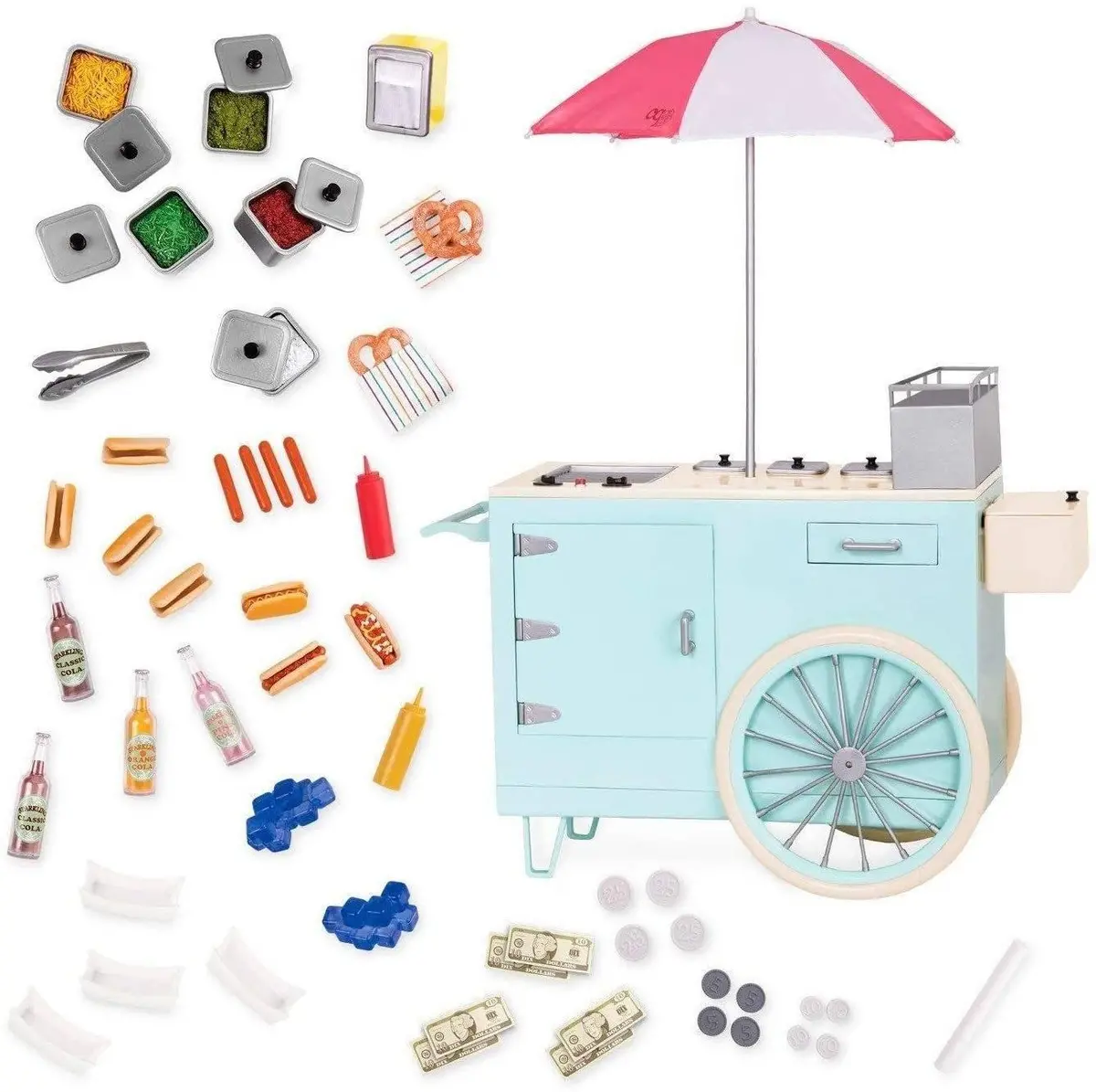 Our Generation Retro Hot Dog Cart And Accessories Dolls Accessories 2