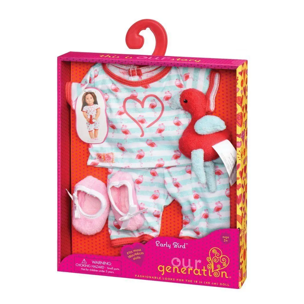 Our Generation Early Bird Flamingo Pyjamas Outfit For 18-Inch Dolls 1