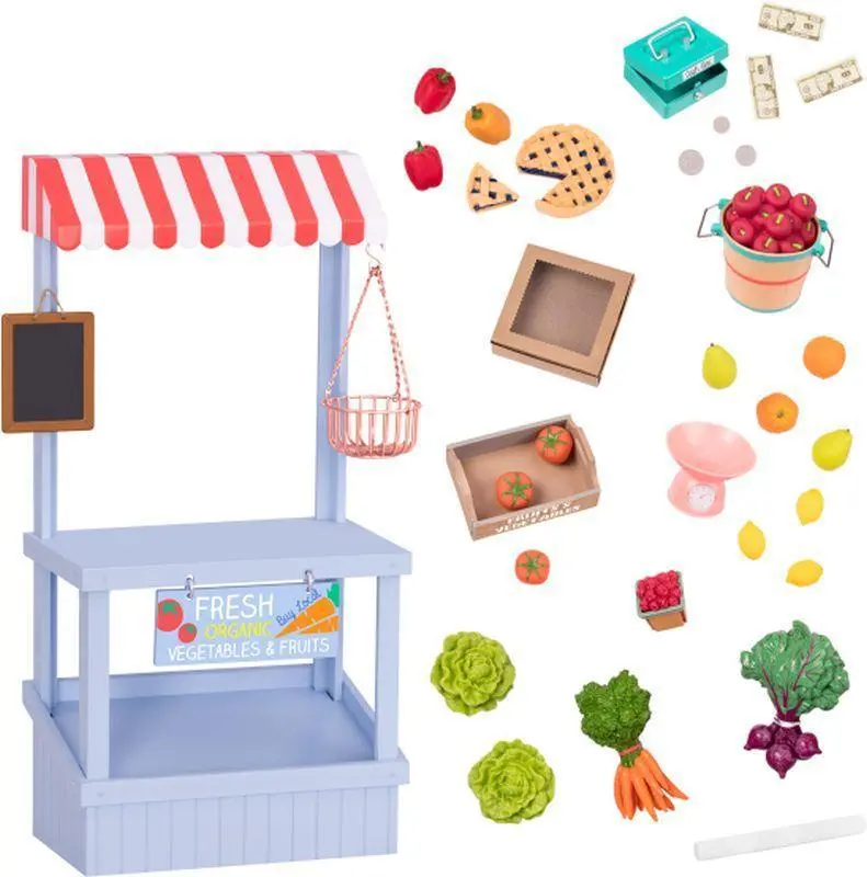 Our Generation Market Stand Grocery Shopping Set 1