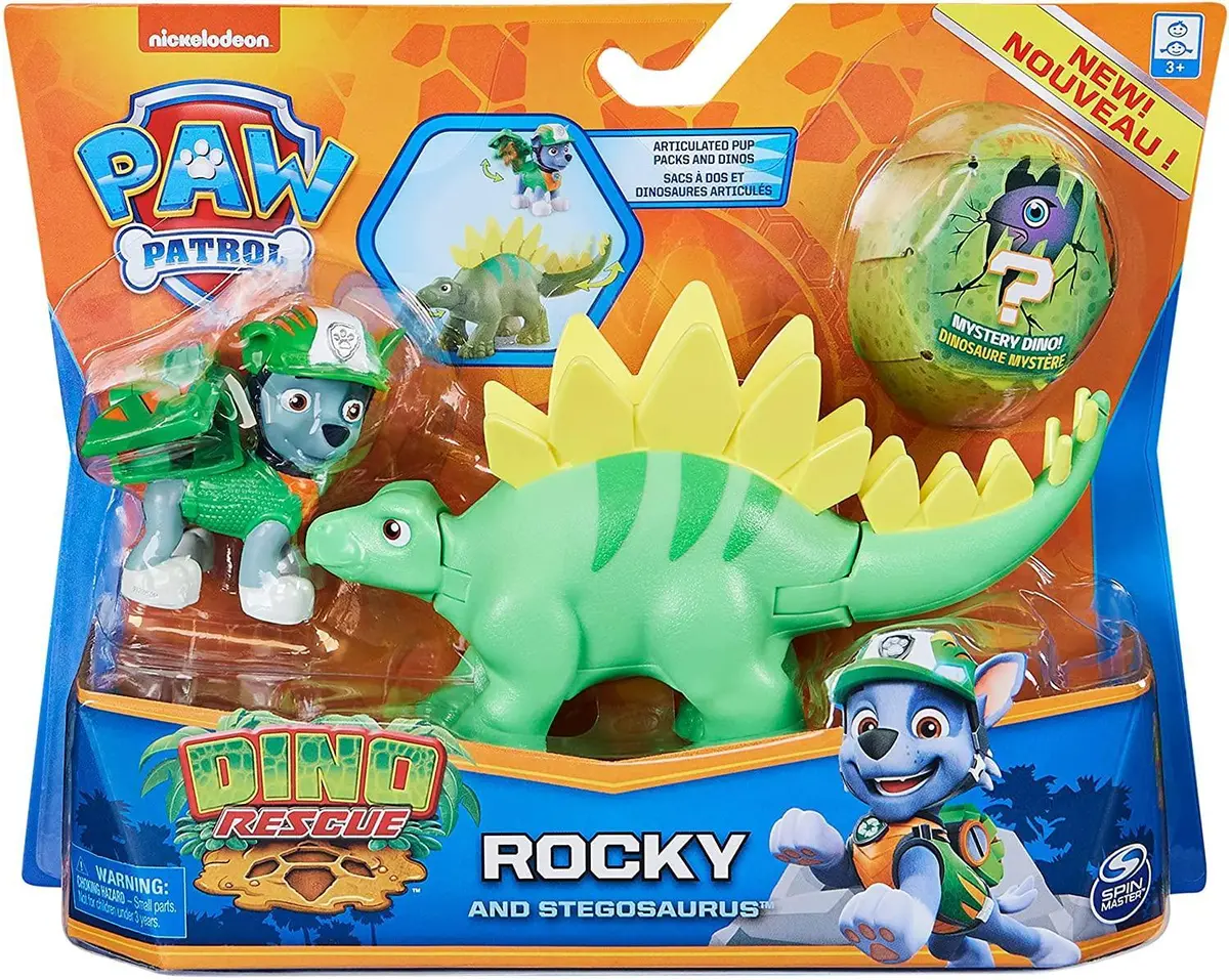 Paw Patrol Dino Rescue Figures And Mystery Dinosaur - Rocky And Stegosaurus 1