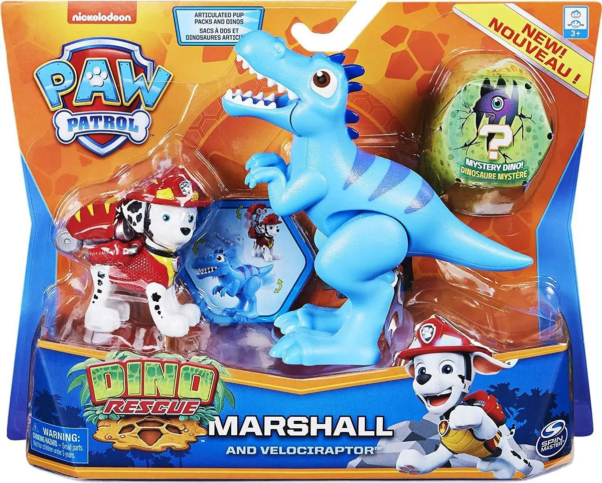 Paw Patrol Dino Rescue Marshall And Dinosaur Action Figure Set 1
