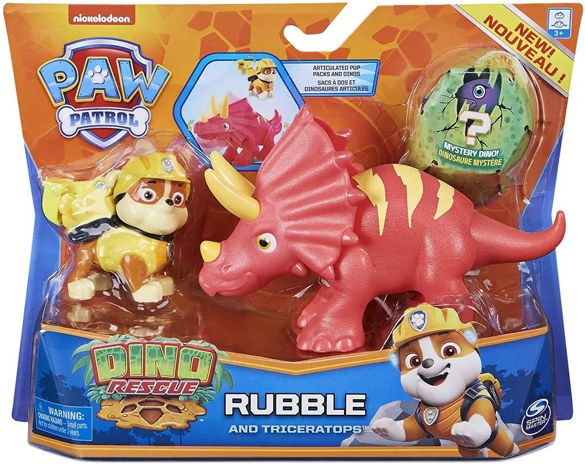 Paw Patrol Dino Rescue Rubble And Dinosaur Action Figure Set 1