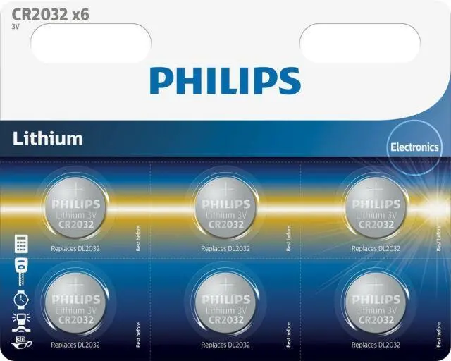 Philips Lithium 3V Button Cell Battery Cr2032 - 6 Pack Batteries 1
