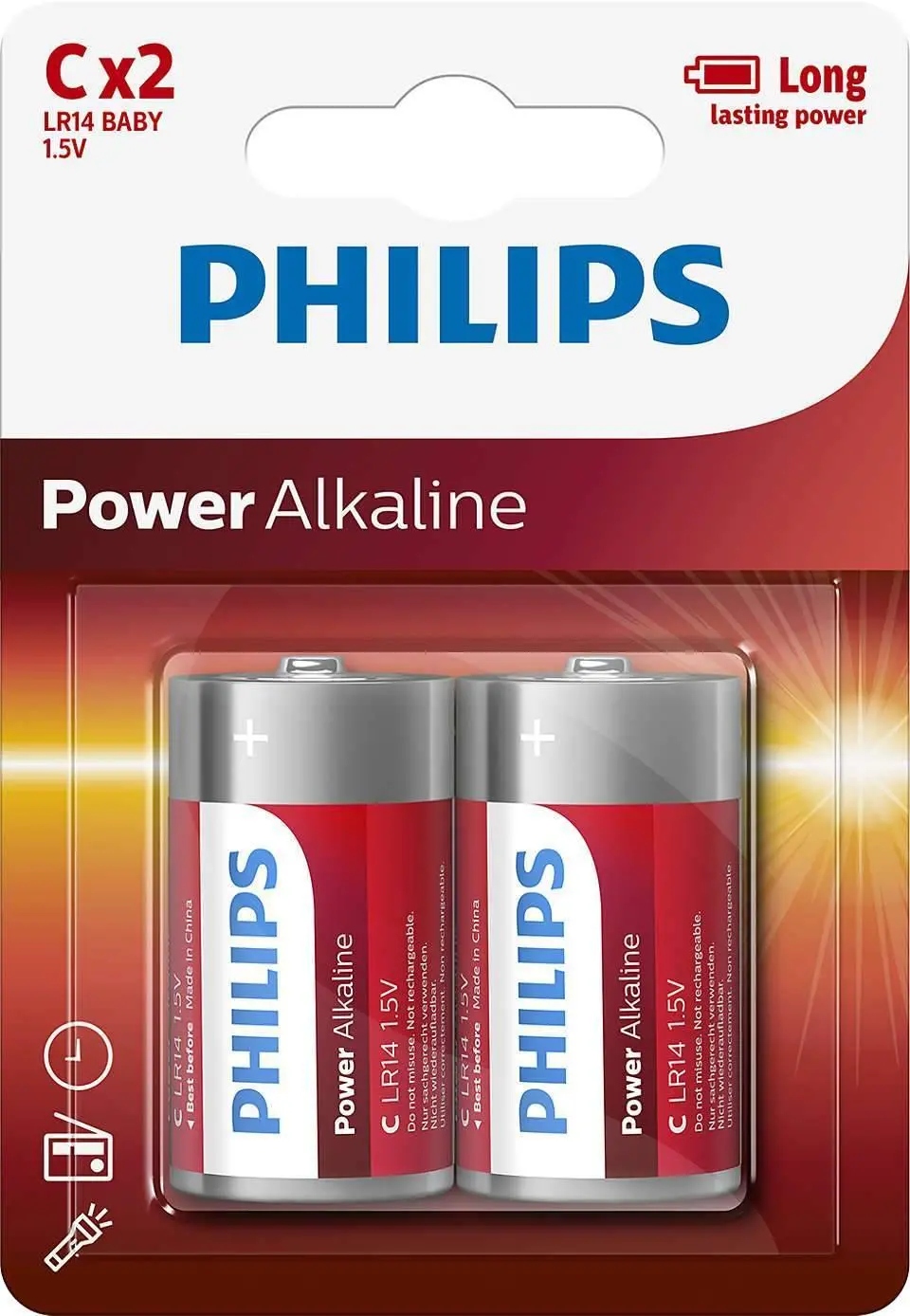 Philips Power Alkaline C Type Batteries Pack Of 2 1