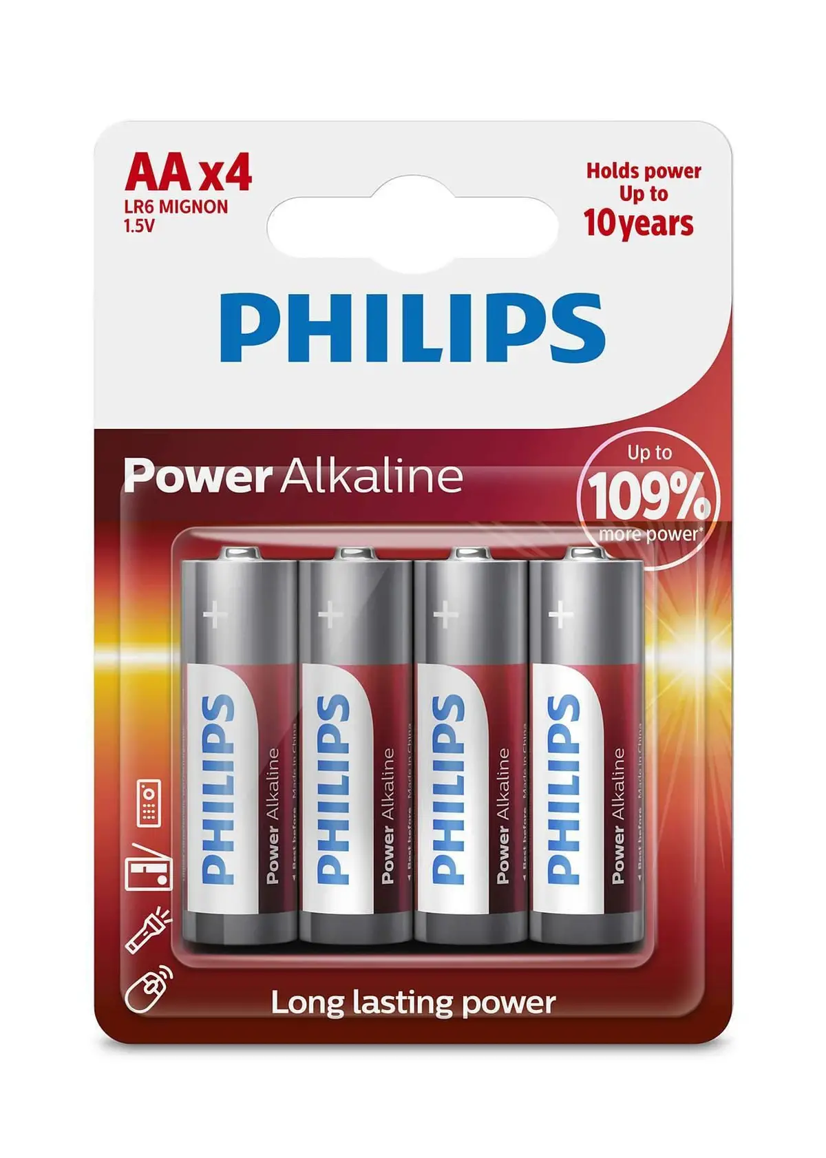 Philips Power Alkaline Type Aa Batteries Pack Of 4 1