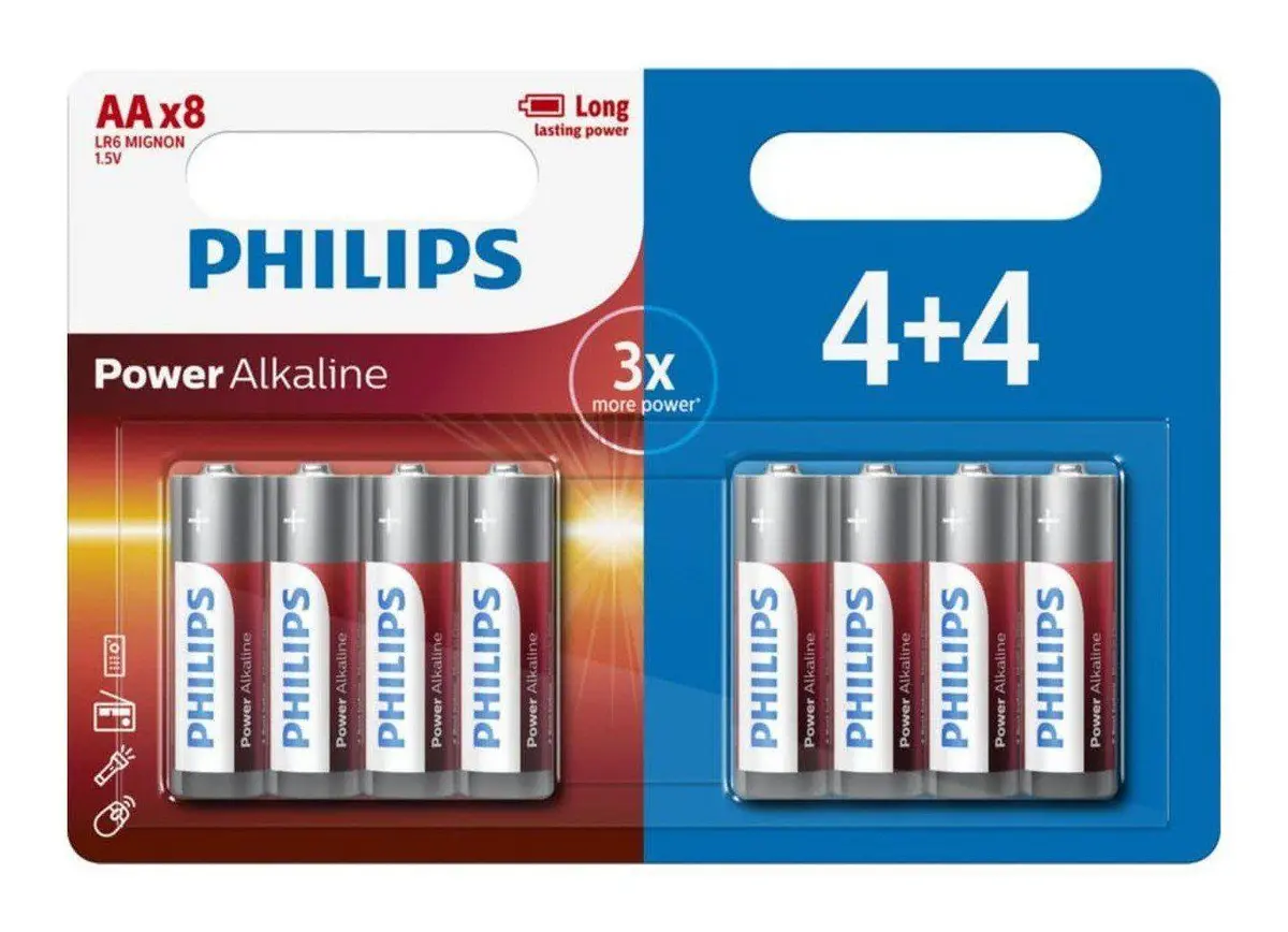Philips Power Alkaline Type Aa Batteries Pack Of 8 1
