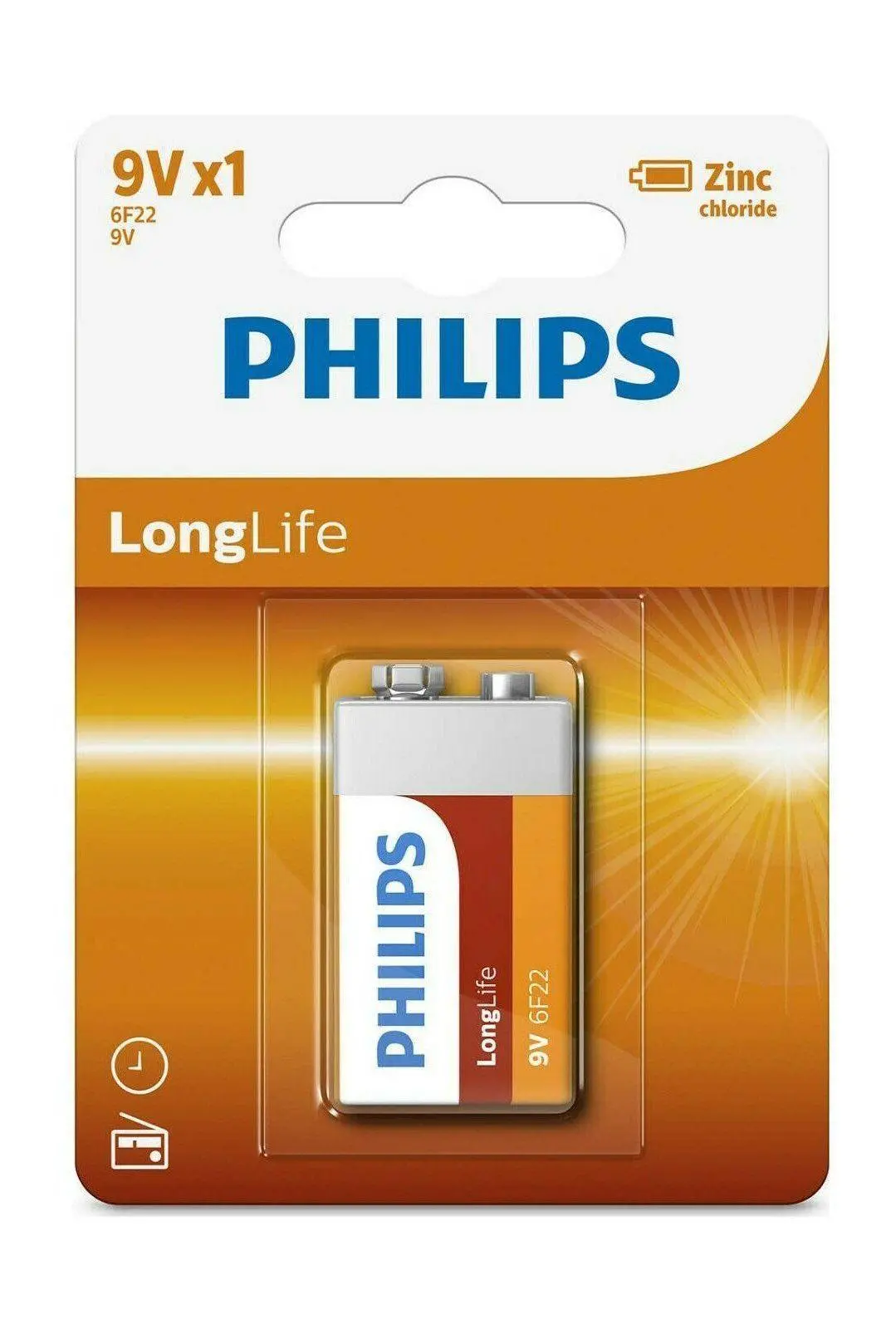 Philips Zinc Long Life 9V Type Battery Batteries 1
