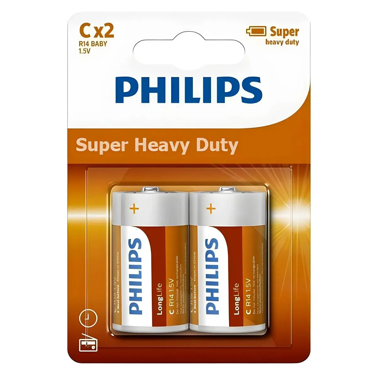 Philips Zinc Long Life Type C Batteries Pack Of 2 1
