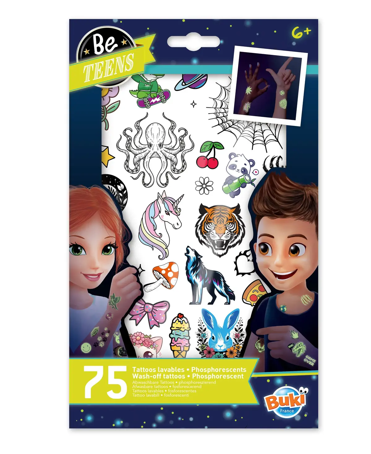 Be Teens Glow-In-The-Dark Temporary Tattoos - Set Of 75 1