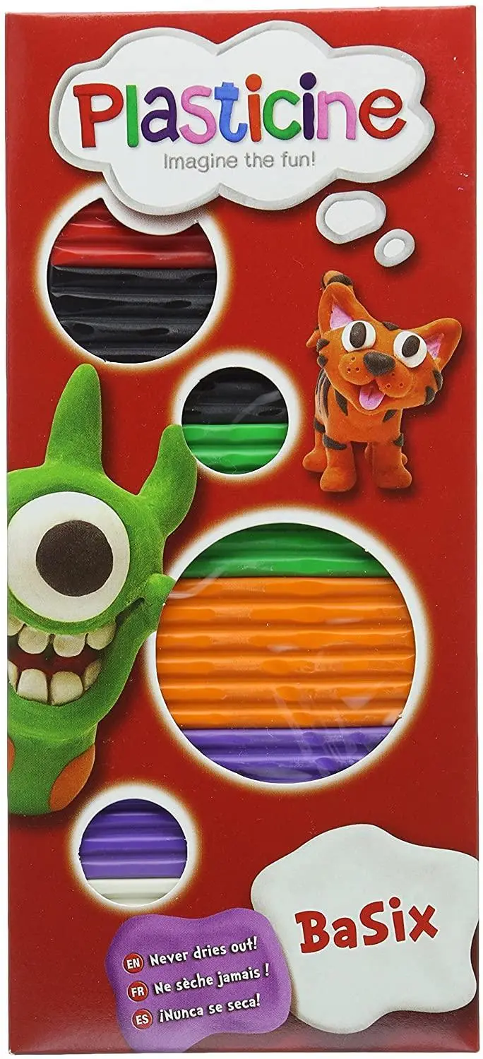 Plasticine Basix 6 Colours Modelling Clay 1