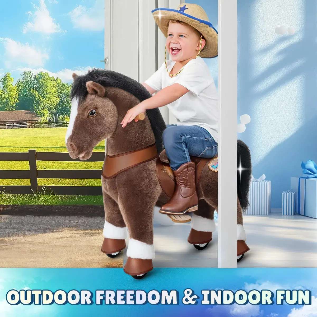 Ponycycle Advanced Model Y Ride-On For Kids - Chocolate Brown 2