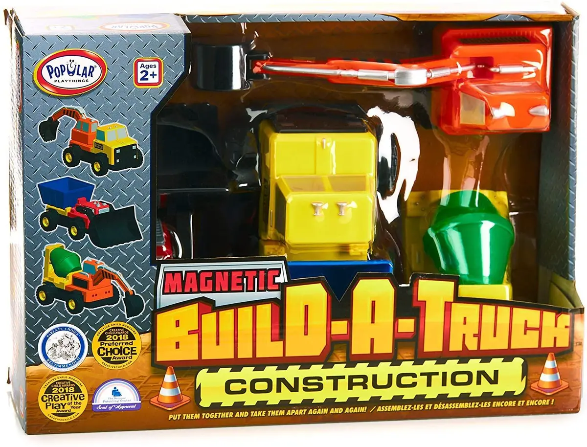Popular Playthings Magnetic Build-A-Truck Construction Magnetic Toy Play Set 1