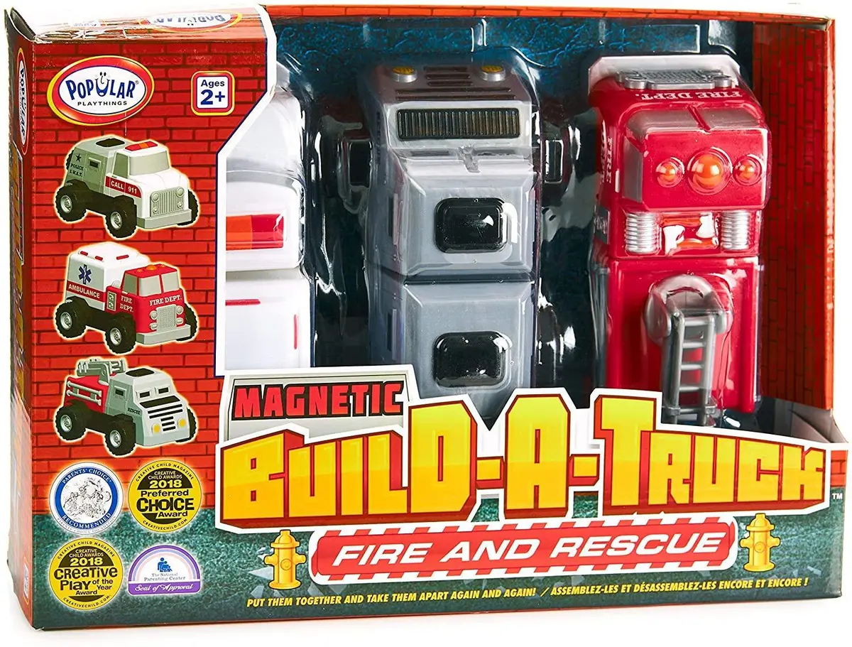 Popular Playthings Magnetic Build-A-Truck Fire And Rescue Set 1