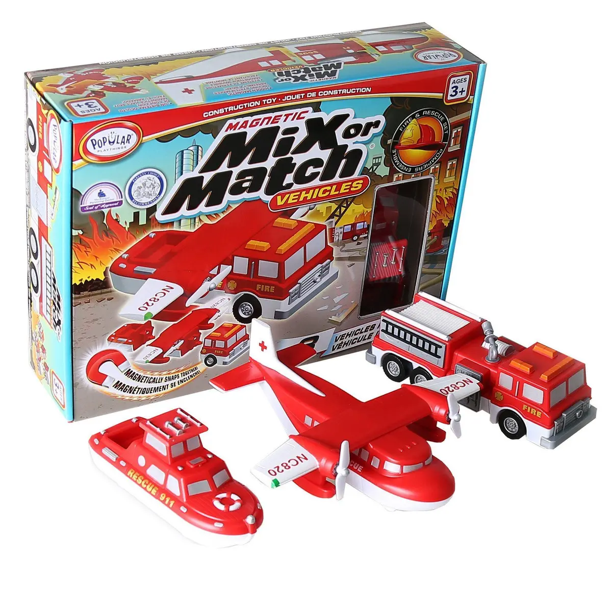 Popular Playthings Magnetic Mix Or Match Vehicles, Fire & Rescue 1