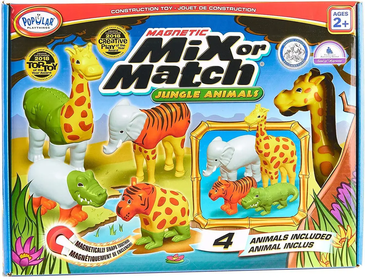 Popular Playthings Mix Or Match Animals, Magnetic Toy Play Set, Jungle 1