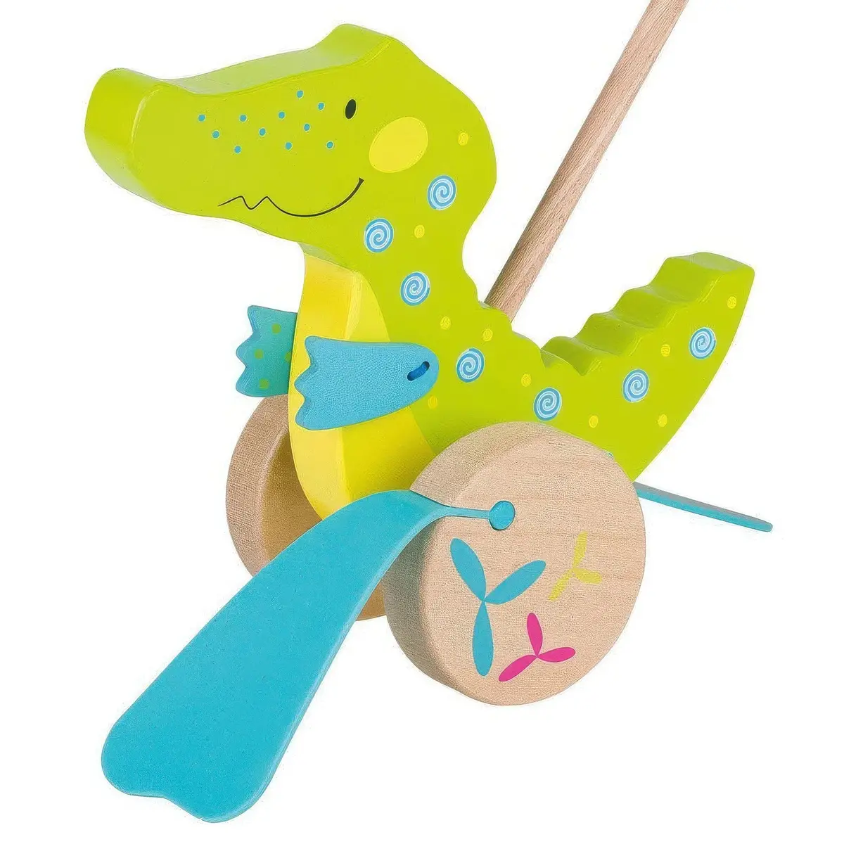 Push Along Wooden Crocodile With Wagging Tail 1