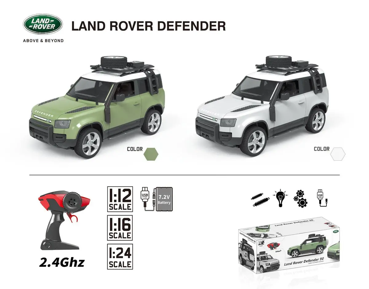 Range Rover Defender Remote Control Car With Lights 1:12 Scale 1