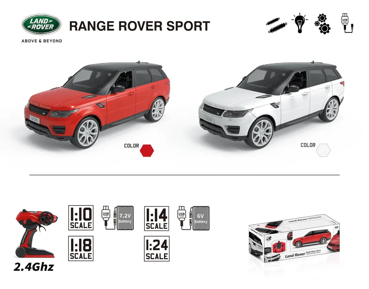 Range Rover Sport Remote Control Car With Lights 1:18 Scale 1