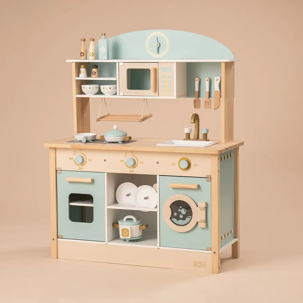 Robud Deluxe Wooden Kitchen Pretend Playset With Accessories 1