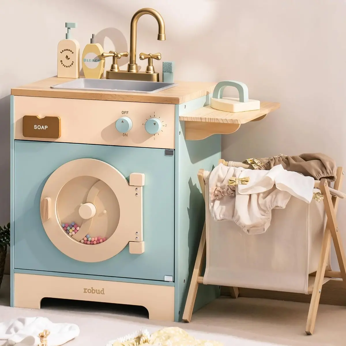 Robud Wooden Washing Machine Laundry Playset 1
