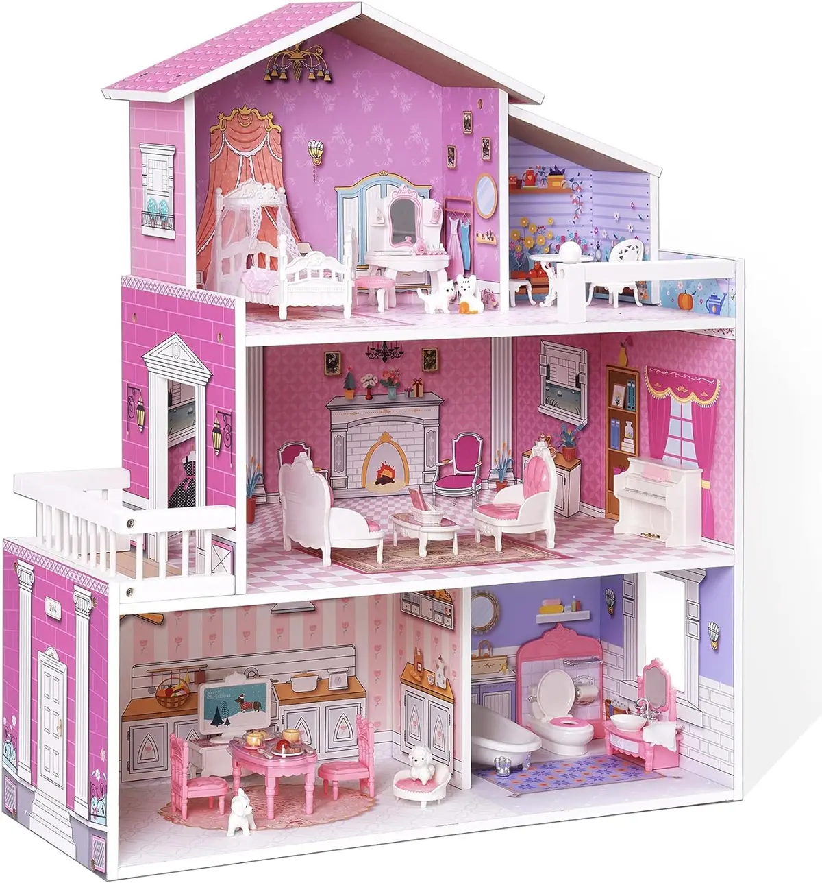 Robud Victorian Wooden Dollhouse For With Furniture 1