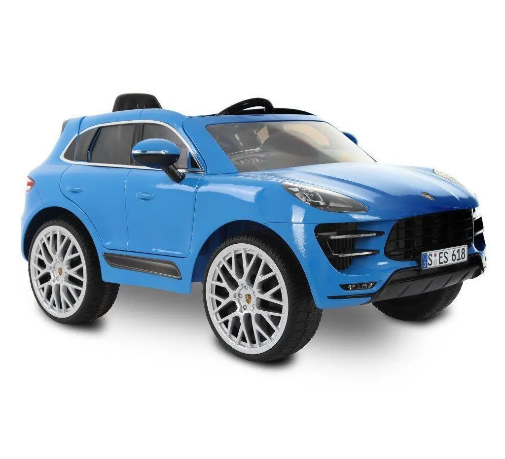 Rollplay Germany Premium Porsche Macan Turbo 12V Battery Ride-On Car - Blue Ride-On Toys 1