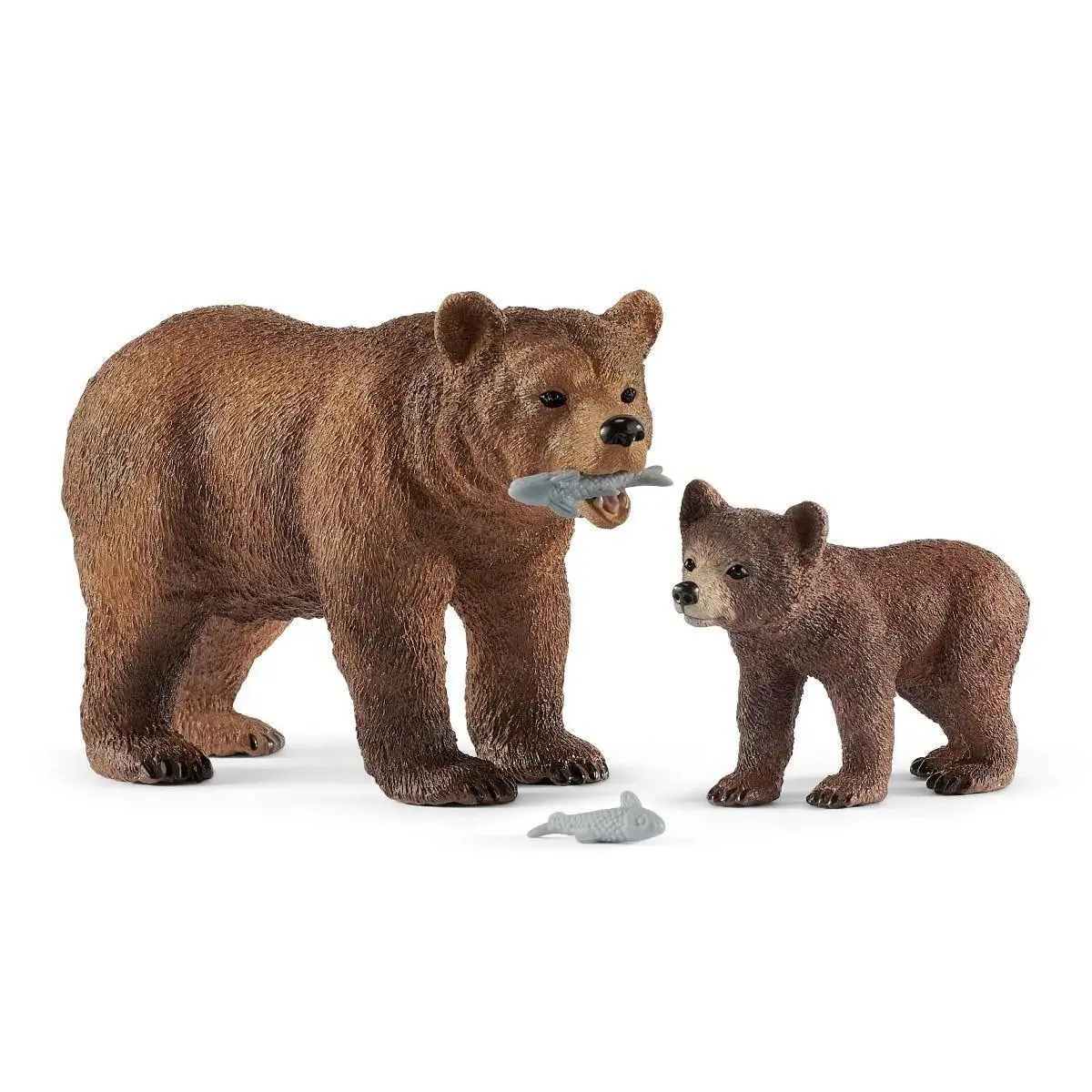 Schleich 42473 Wild Life Grizzly Bear Mother With Cub Figures 1