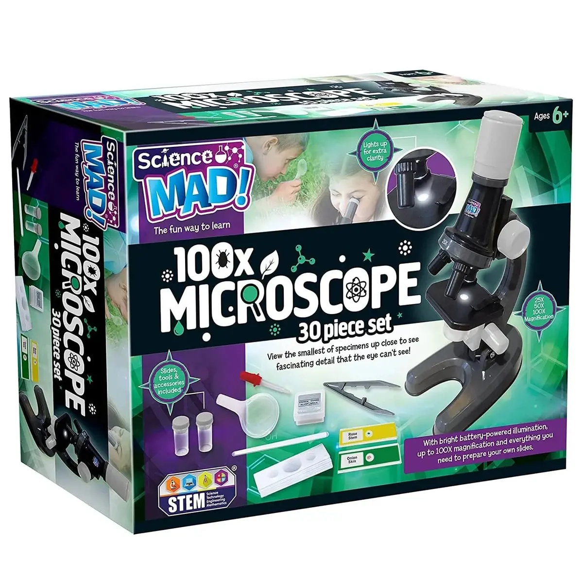 Science Mad 100X Microscope - 30 Piece Set 1