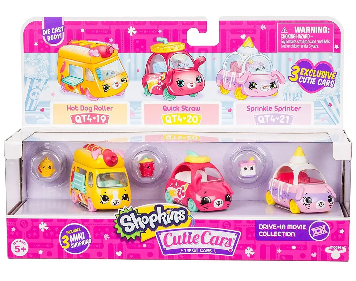 Shopkins Cutie Cars Drive-In Movie 3-Cars Pack - Assorted 1