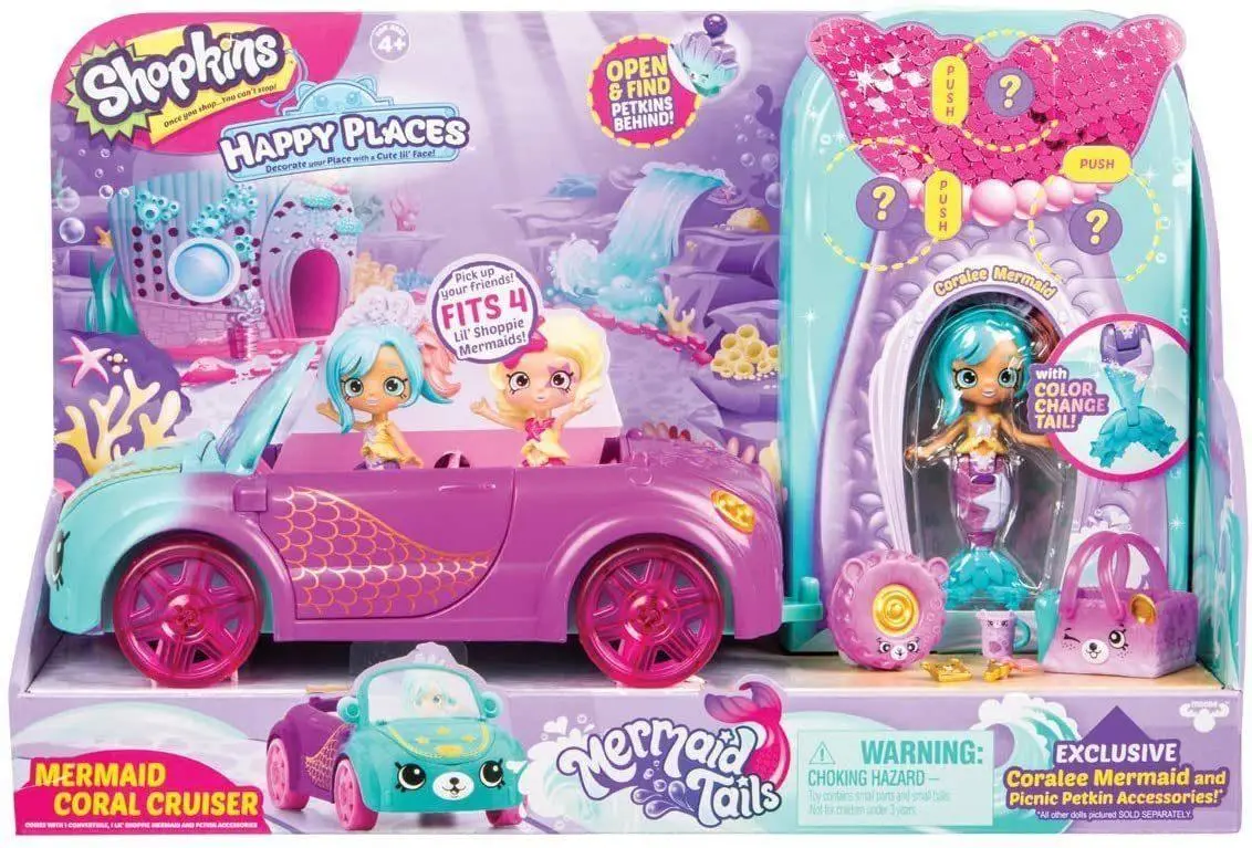Shopkins Happy Places Mermaid Tails Coral Cruiser Playset Cars 1