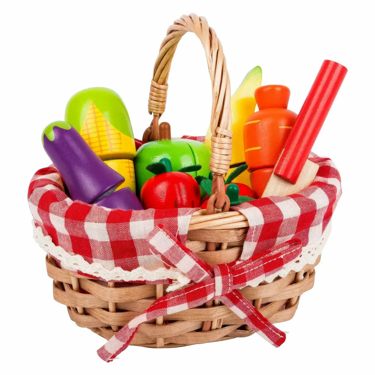 Small Foot Wooden Picnic Basket With Cutting Fruit 1