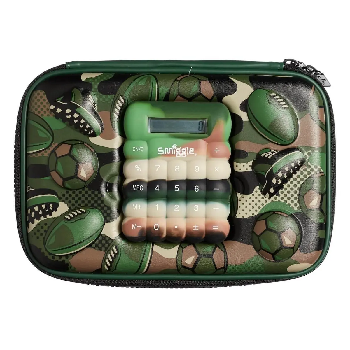 Smiggle Calculator Hardtop Pencil Case - Dark Green 1