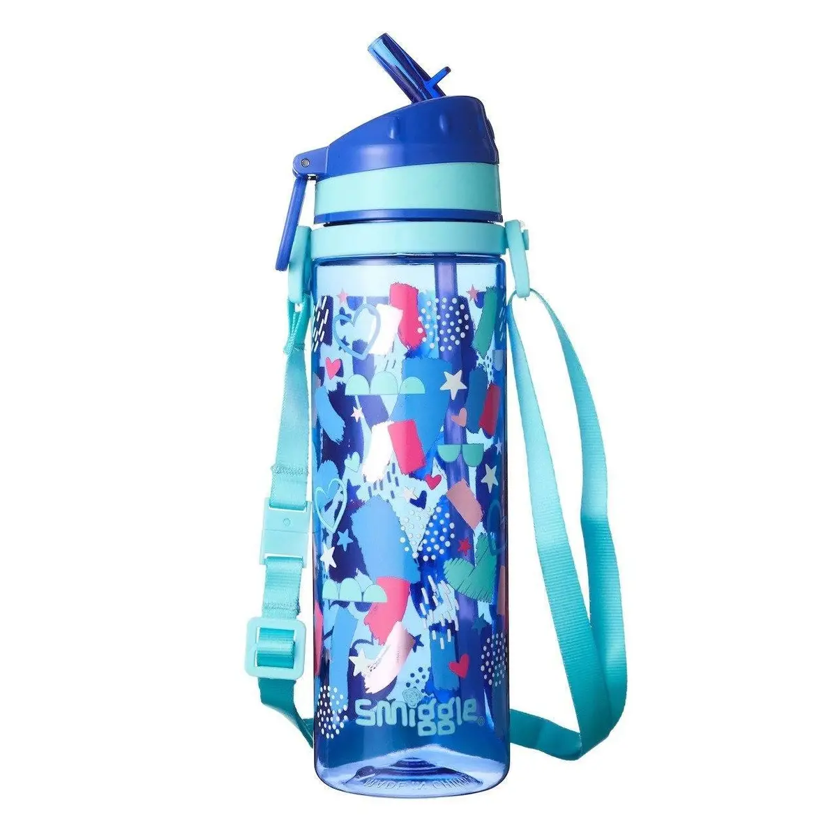 Smiggle Dizzy Strap Drinking Bottle, Blue/Aqua 1