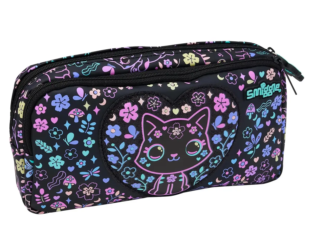 Smiggle Eclipse Pocket Character Pencil Case - Black Mix 1