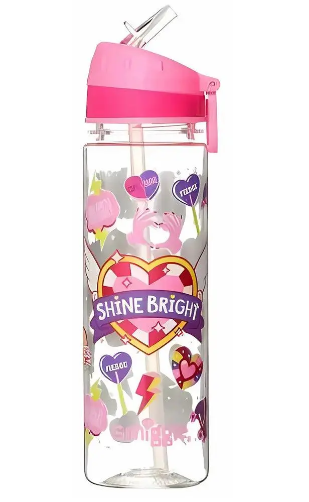 Smiggle Express Water Drink Bottle With Flip Top Spout, Heart Print 1