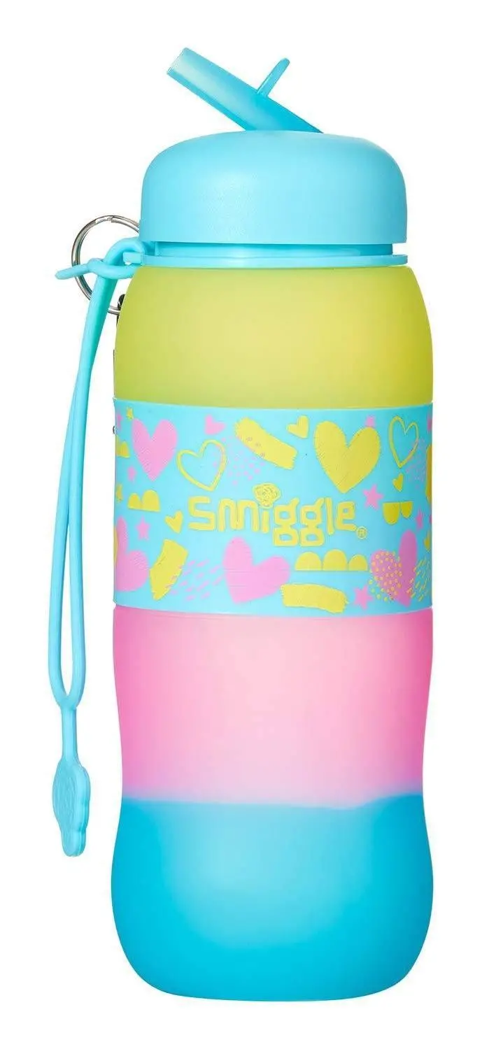 Smiggle Golly Silicone Roll Drink Bottle - Heart Print 1