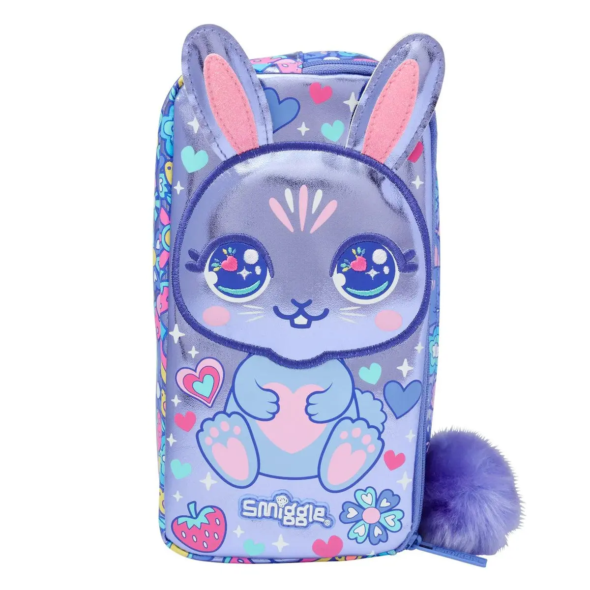 Smiggle Hop Character Two Pocket Pencil Case - Lilac 1