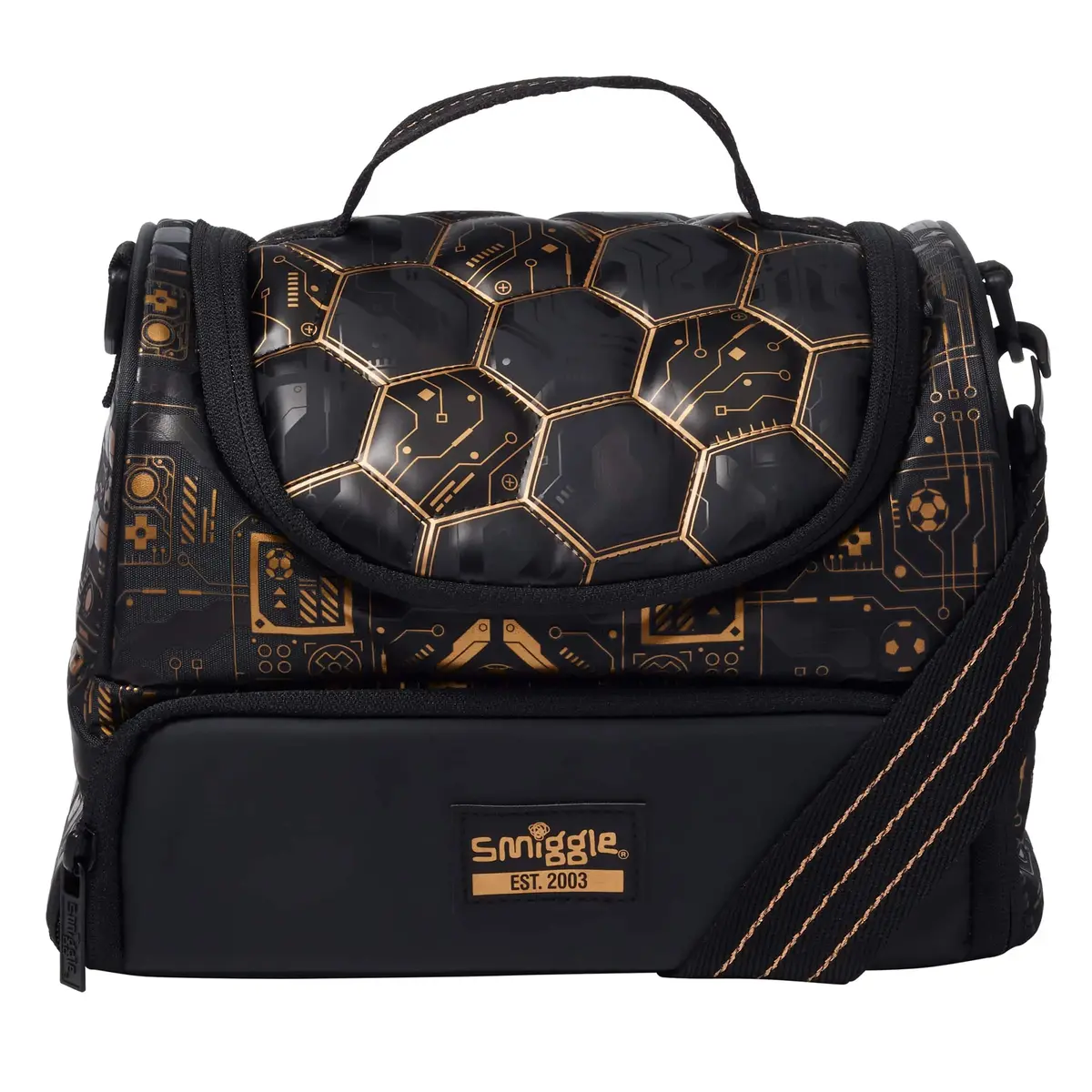 Smiggle Livewire Large Double Lunchbox With Strap - Black 1