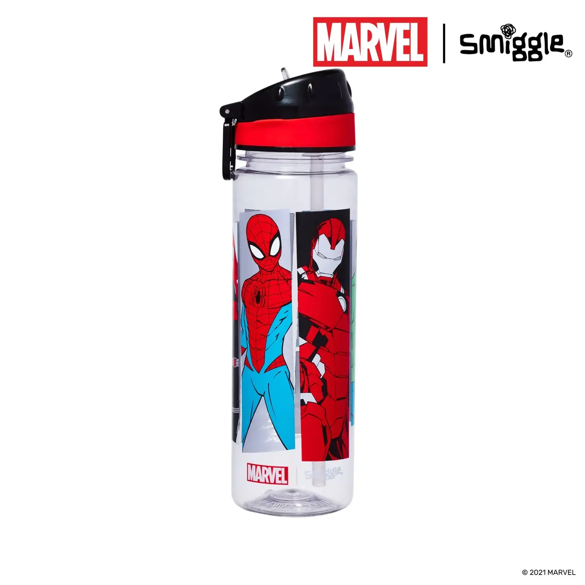 Smiggle Marvel Drink Up Plastic Bottle 650Ml - Black 1
