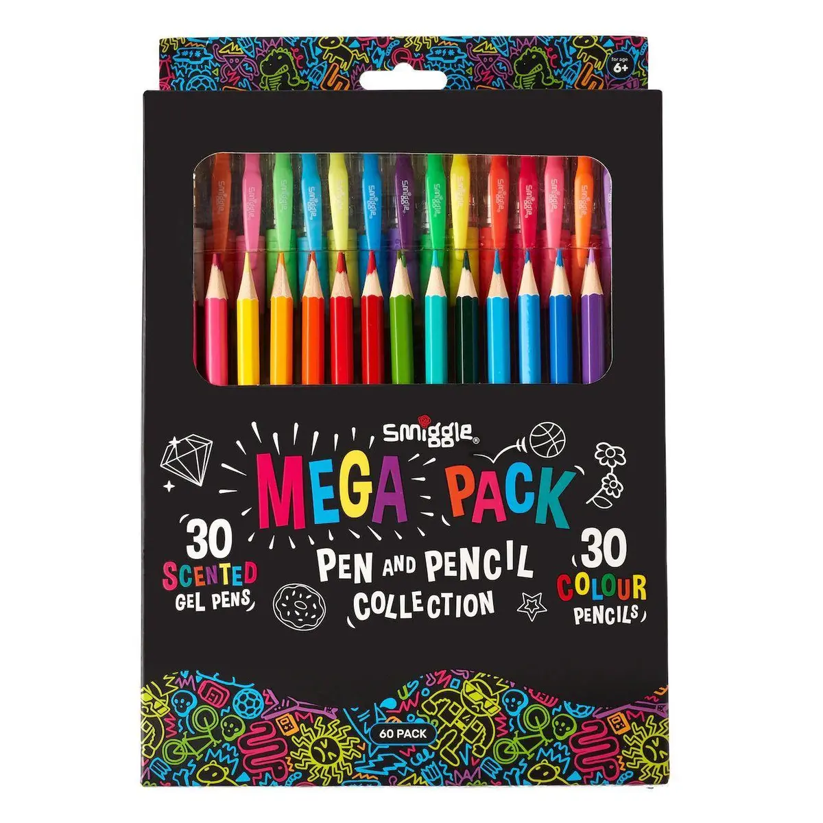 Smiggle Mega Pack Scented Gel Pen & Pencil Collection X60 - Colour Mix 1