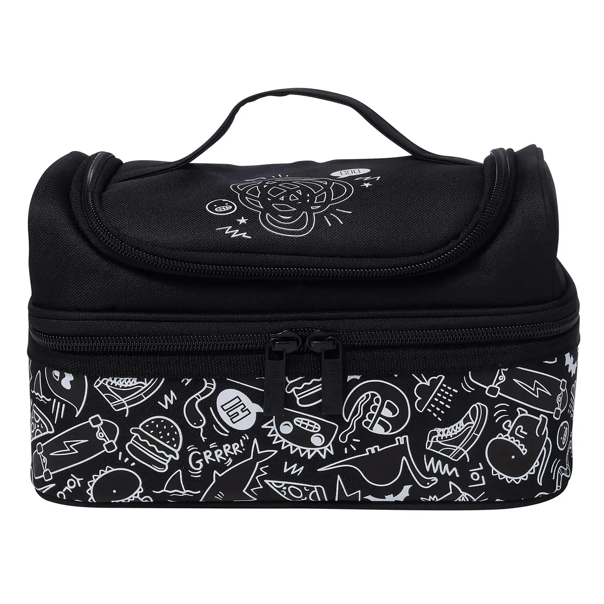 Smiggle Neat Double Decker Lunchbox - Black/White 1