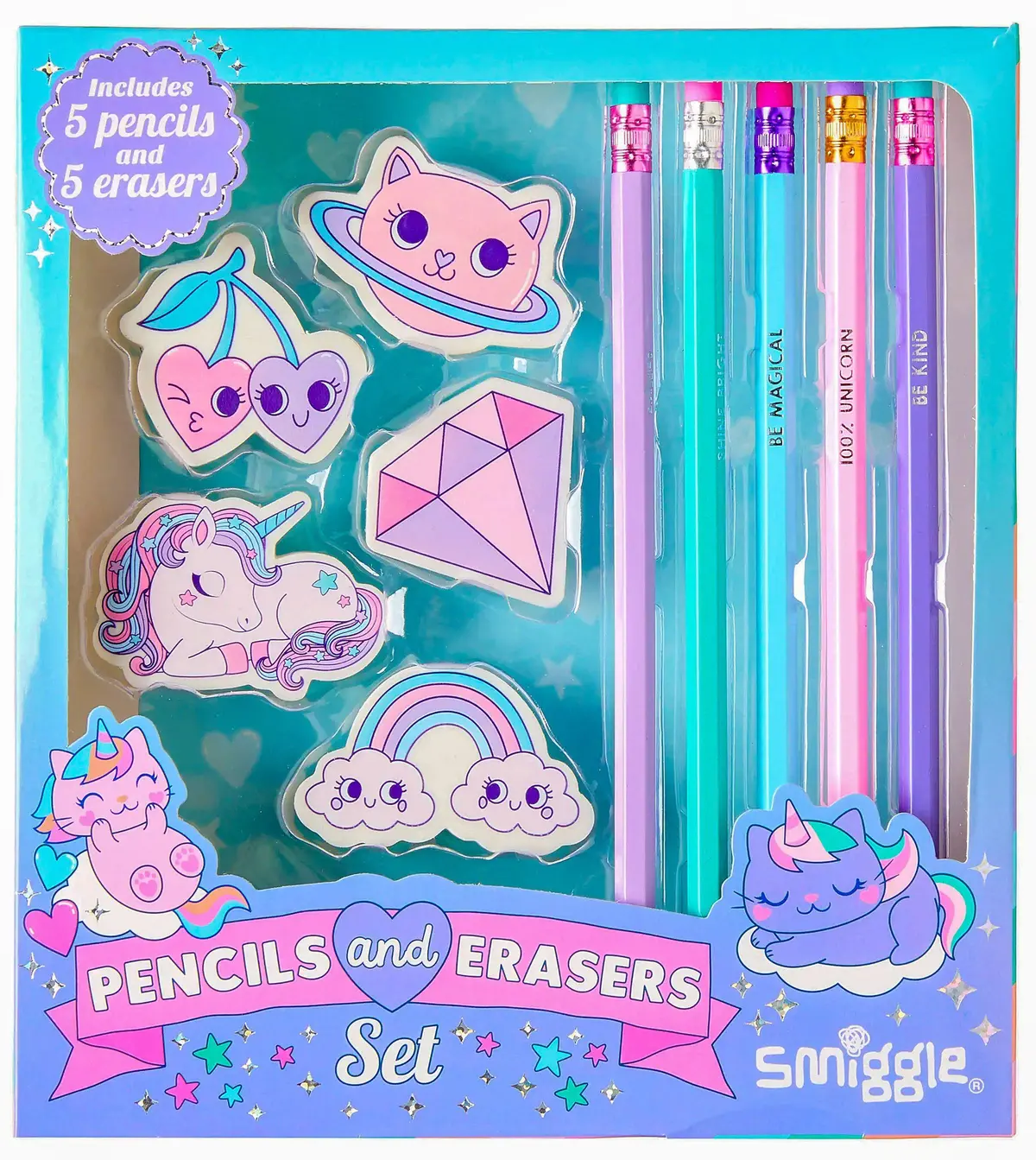 Smiggle Pencils And Erasers Set Gift Box 1
