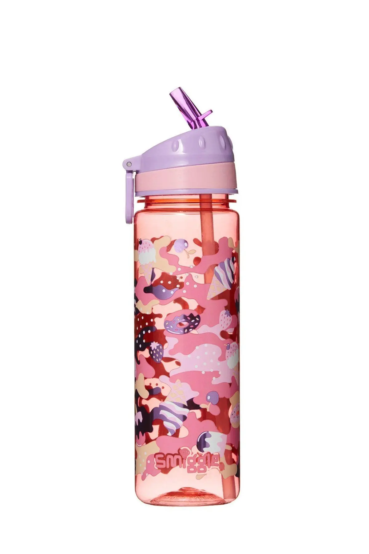 Smiggle Seek Kids Water Drink Bottle With Flip Top Spout, Coral 1