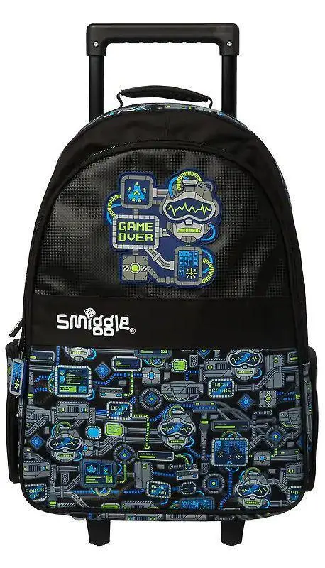 Smiggle Wizz Trolley Backpack With Light Up Wheels - Black 1