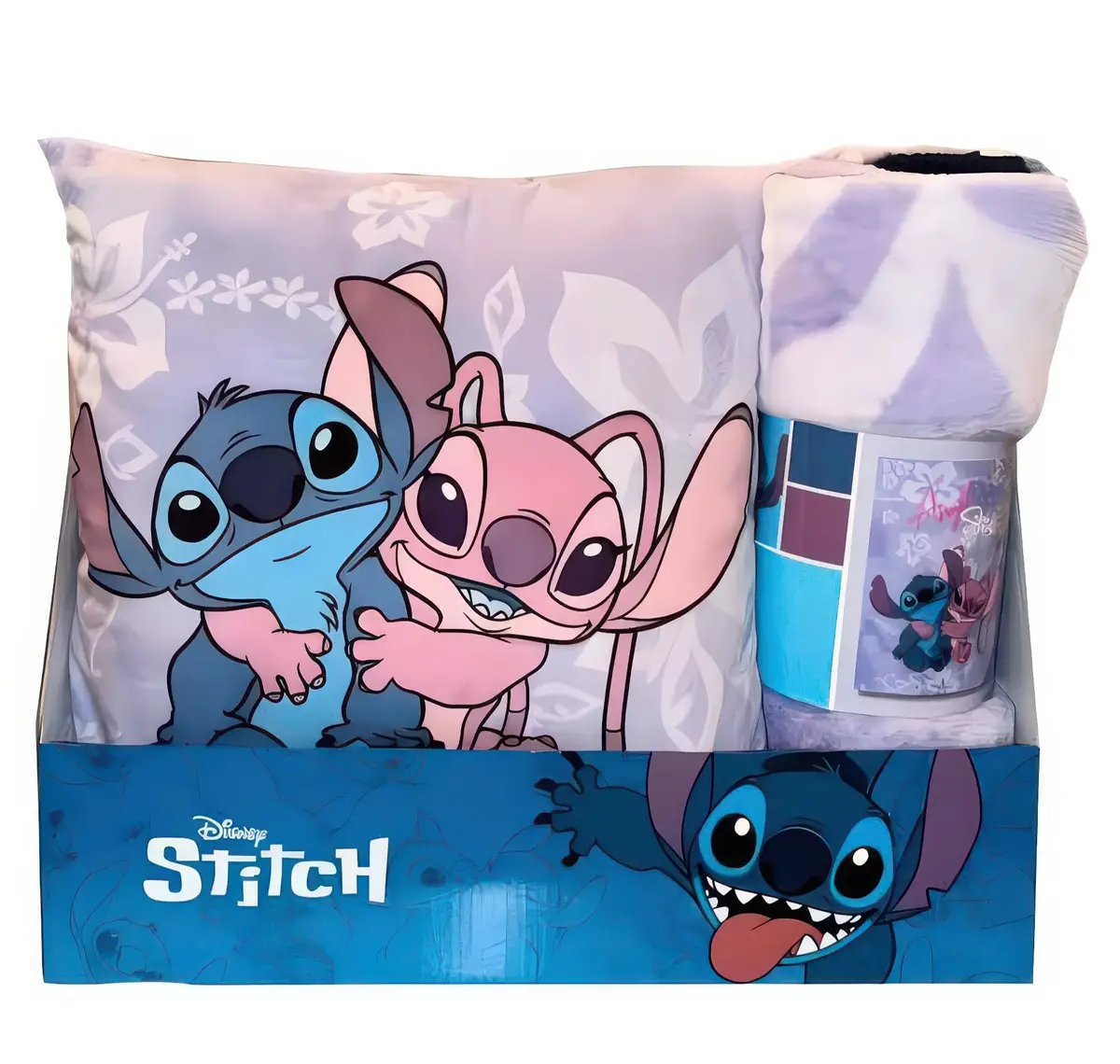 Disney Stitch & Angel Polar Blanket & Cushion Set 1